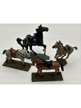Lot Of 4 Wargaming Lead Horses Bivouac (2) 3” - 4” Civil War Miniatures Painted